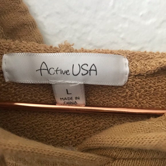 Tan Cropped Hoodie Raw Hem NWOT - Picture 5 of 5